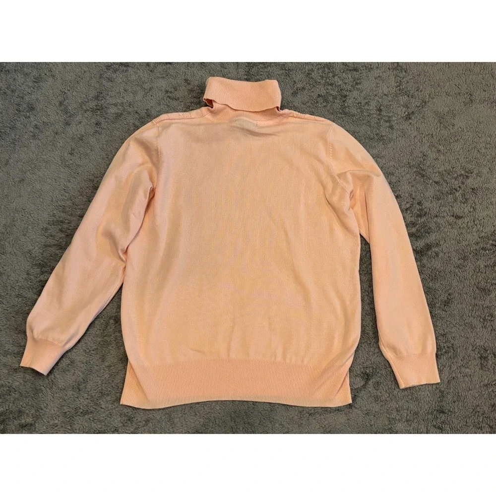Select + Trend Sweater Womens Large Pink Turtleneck Cable Knit Lightweight
